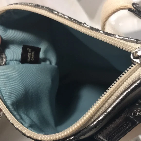 Coach Beach Cream and Blue Starfish Canvas & Silver Leather accent Crossbody Bag - Picture 4 of 6